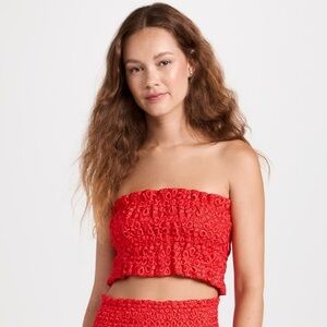 The Scallop Lace June Nap Top | Poppy Red Scallop Lace size M NWT